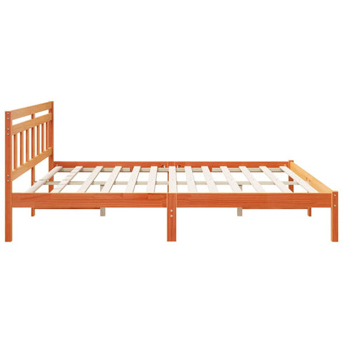 vidaXL Bed Frame with Headboard Brown Pine wood