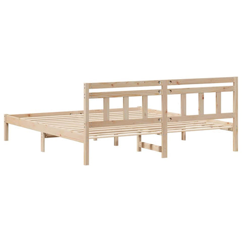 vidaXL Bed Frame with Headboard Brown Pine wood
