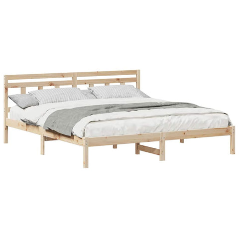 vidaXL Bed Frame with Headboard Brown Pine wood