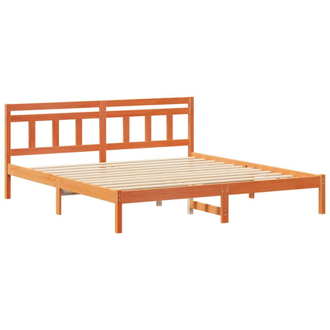 vidaXL Bed Frame with Headboard Brown Pine wood