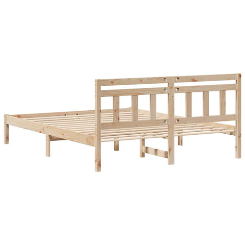 vidaXL Bed Frame with Headboard Brown Solid pine wood