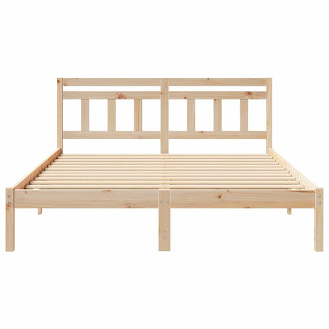 vidaXL Bed Frame with Headboard Brown Solid pine wood