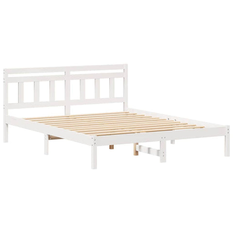 vidaXL Bed Frame with Headboard White Solid pine wood