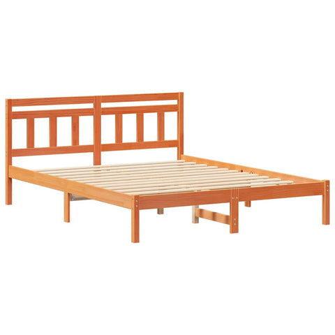 vidaXL Bed Frame with Headboard Brown Solid pine wood