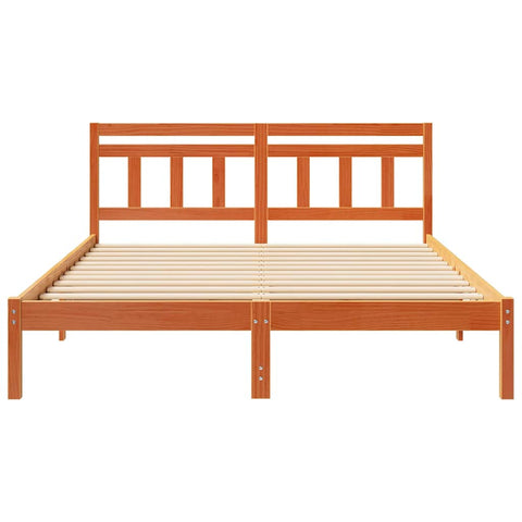 vidaXL Bed Frame with Headboard Brown Solid pine wood