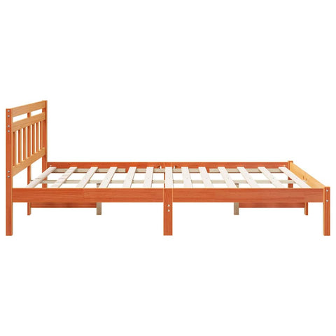 vidaXL Bed Frame with Headboard Brown Solid pine wood