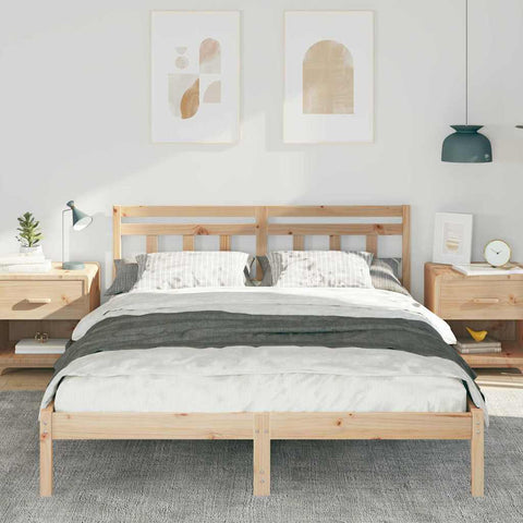 vidaXL Bed Frame with Headboard Brown Solid pine wood