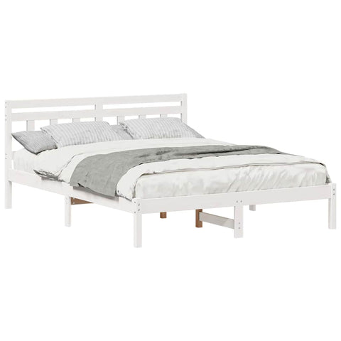 vidaXL Bed Frame with Headboard White Pine wood
