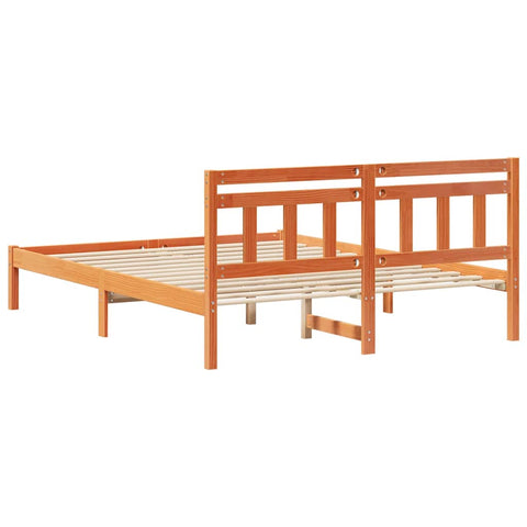 vidaXL Bed Frame with Headboard Brown Pine wood
