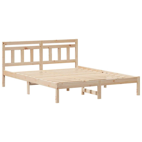 vidaXL Bed Frame with Headboard Brown Solid pine wood