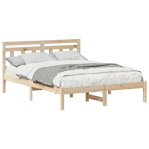 vidaXL Bed Frame with Headboard Brown Solid pine wood