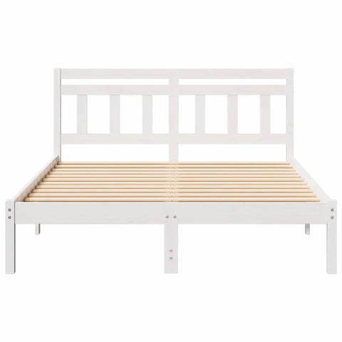 vidaXL Bed Frame with Headboard White Solid pine wood