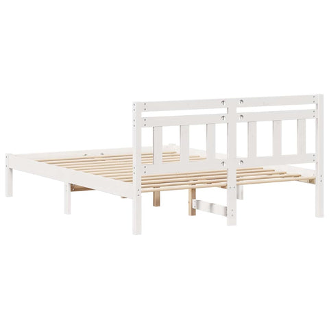vidaXL Bed Frame with Headboard White Pine wood