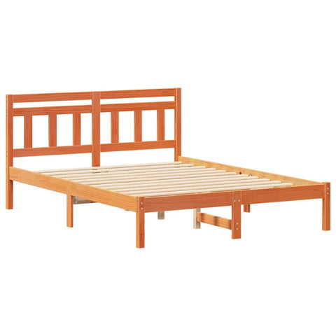 vidaXL Bed Frame with Headboard Brown Solid pine wood