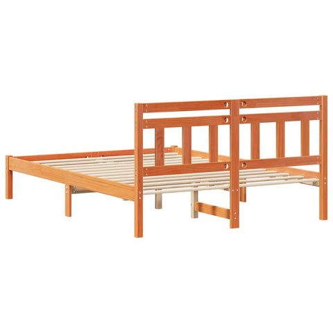 vidaXL Bed Frame with Headboard Brown Solid pine wood