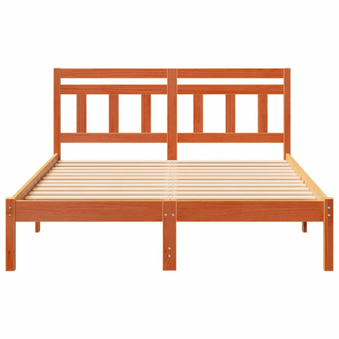 vidaXL Bed Frame with Headboard Brown Solid pine wood