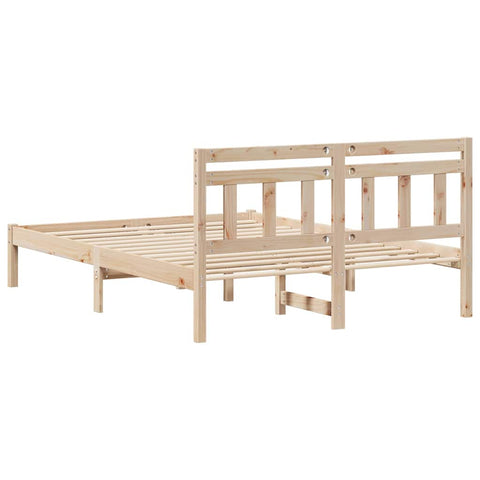 vidaXL Bed Frame with Headboard Brown Solid pine wood