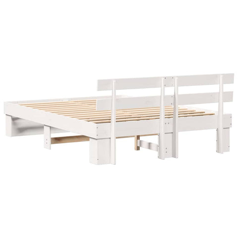 vidaXL Bed Frame with Headboard White 150 x 200 cm Solid pine wood
