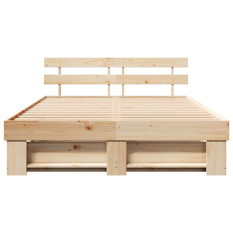 vidaXL Bed Frame with Headboard Brown 140 x 200 cm Solid pine wood