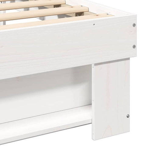 vidaXL Bed Frame with Headboard White 140 x 200 cm Solid pine wood