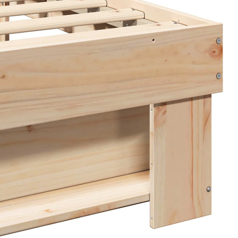 vidaXL Bed Frame with Headboard Brown 120 x 190 cm Solid pine wood