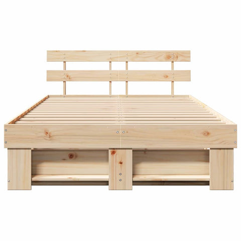 vidaXL Bed Frame with Headboard Brown 120 x 190 cm Solid pine wood