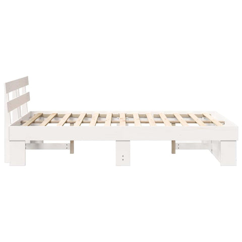 vidaXL Bed Frame with Headboard White 120 x 190 cm Solid pine wood
