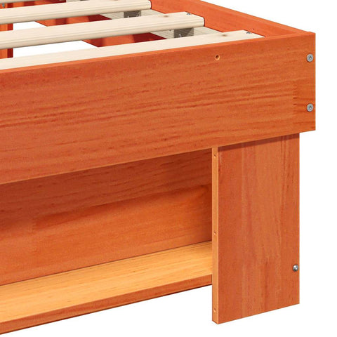 vidaXL Bed Frame with Headboard Wax brown 100 x 200 cm Solid pine wood