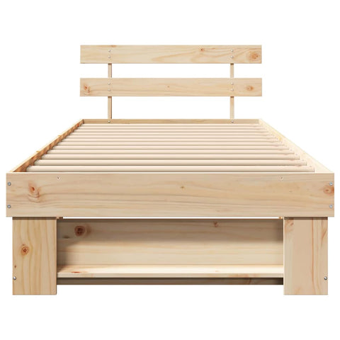 vidaXL Bed Frame with Headboard Brown 90 x 200 cm Solid pine wood