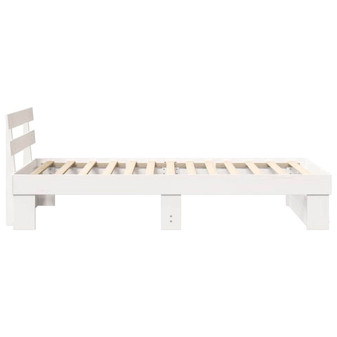 vidaXL Bed Frame with Headboard White 90 x 200 cm Solid pine wood