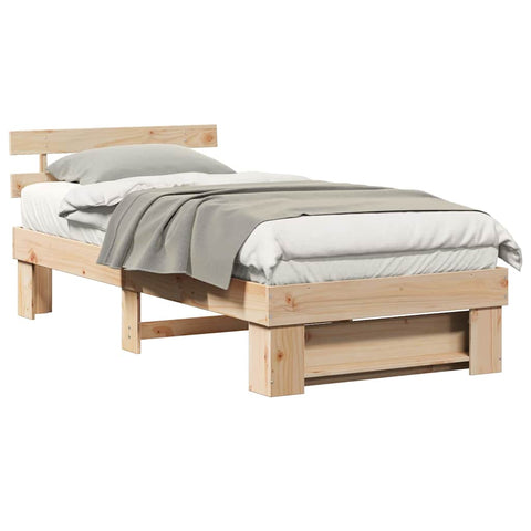 vidaXL Bed Frame with Headboard Brown 80 x 200 cm Solid pine wood