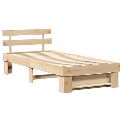 vidaXL Bed Frame with Headboard Brown 90 x 190 cm Solid pine wood
