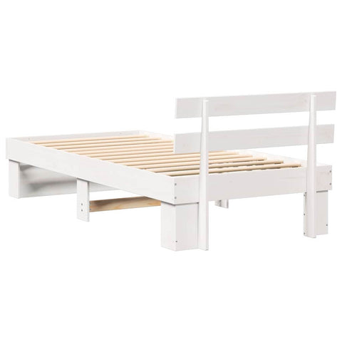 vidaXL Bed Frame with Headboard White 90 x 190 cm Solid pine wood