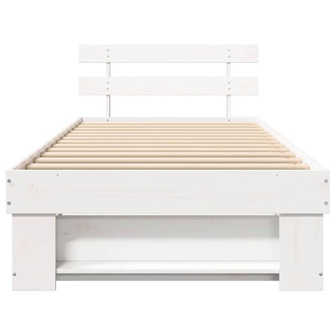 vidaXL Bed Frame with Headboard White 90 x 190 cm Solid pine wood