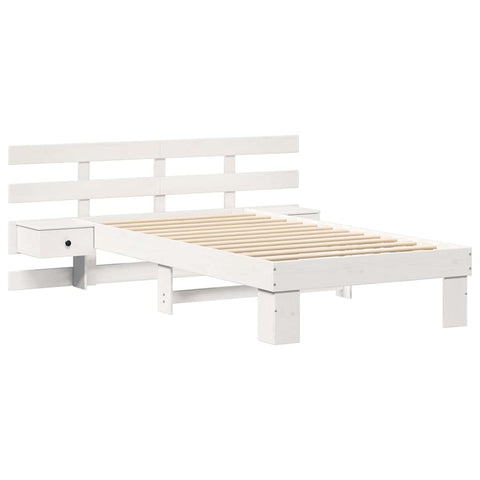 vidaXL Bed Frame with Headboard White 100 x 200 cm Solid pine wood
