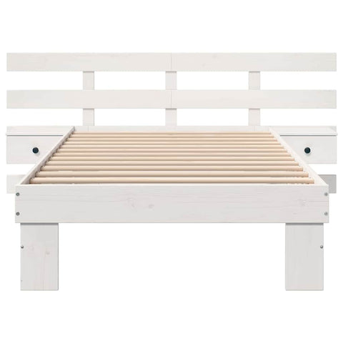 vidaXL Bed Frame with Headboard White 100 x 200 cm Solid pine wood