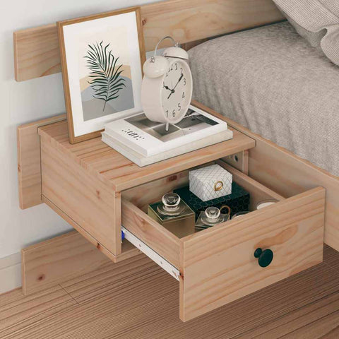 vidaXL Bed Frame with Headboard Brown 90 x 200 cm Solid pine wood