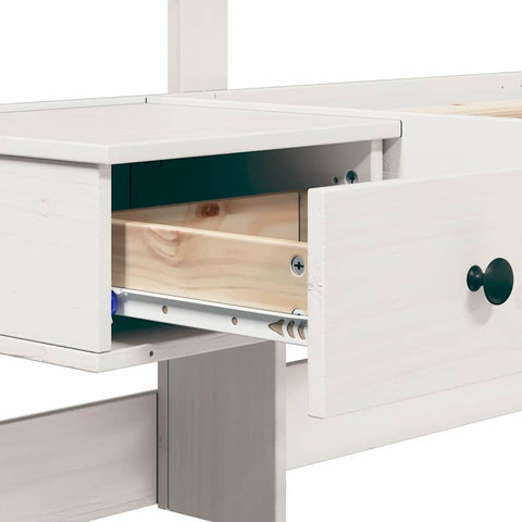 vidaXL Bed Frame with Headboard White 90 x 200 cm Solid pine wood