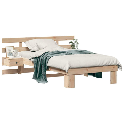 vidaXL Bed Frame with Headboard Brown 80 x 200 cm Solid pine wood