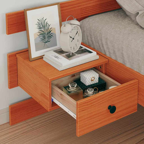 vidaXL Bed Frame with Headboard Wax brown 80 x 200 cm Solid pine wood