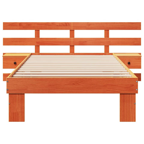 vidaXL Bed Frame with Headboard Wax brown 80 x 200 cm Solid pine wood