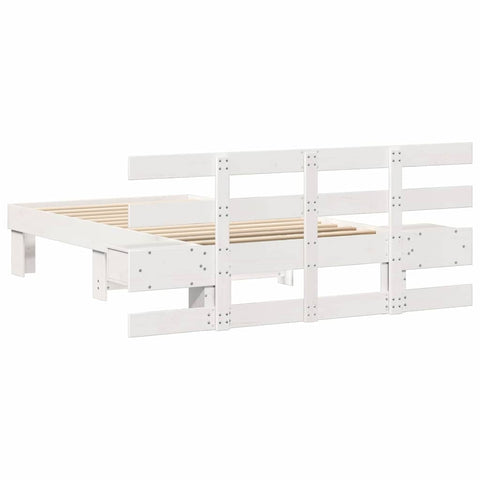 vidaXL Bed Frame with Headboard White 90 x 190 cm Solid pine wood