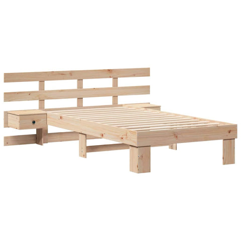 vidaXL Bed Frame with Headboard Brown 75 x 190 cm Solid pine wood