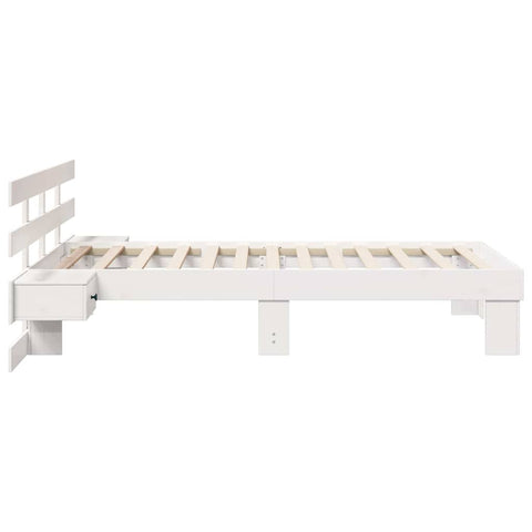 vidaXL Bed Frame with Headboard White 75 x 190 cm Solid pine wood