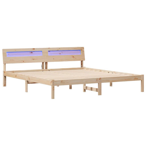 vidaXL Bed Frame with Headboard Brown 180 x 200 cm Solid pine wood