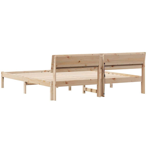 vidaXL Bed Frame with Headboard Brown 180 x 200 cm Solid pine wood