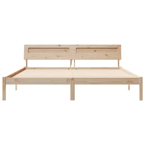 vidaXL Bed Frame with Headboard Brown 180 x 200 cm Solid pine wood