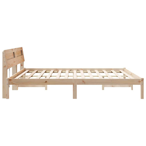 vidaXL Bed Frame with Headboard Brown 180 x 200 cm Solid pine wood