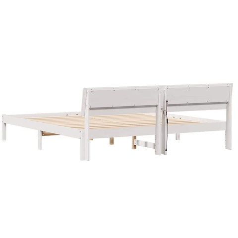 vidaXL Bed Frame with Headboard White 180 x 200 cm Solid pine wood