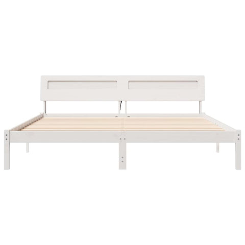 vidaXL Bed Frame with Headboard White 180 x 200 cm Solid pine wood